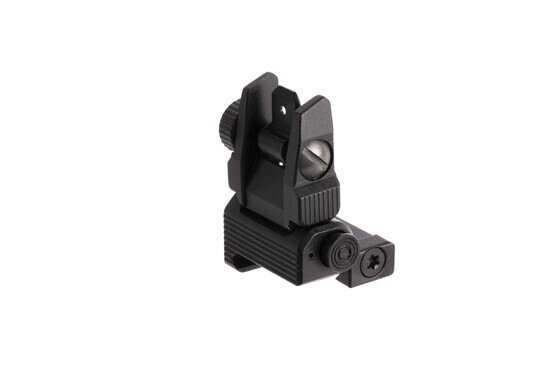 Leapers UTG compact ACCU-SYNC spring loaded AR15 flip up rear sights with black finish fold compact for minimal rail space